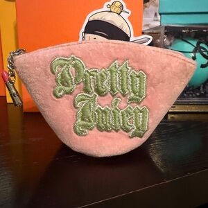 Juicy Couture Pink Pouch with Green Embroidery